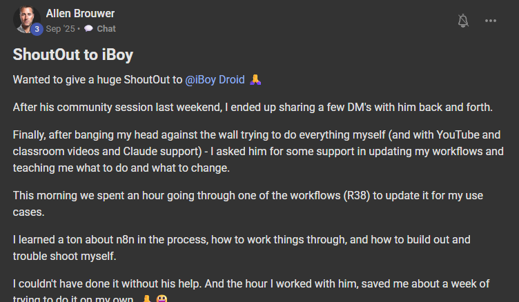 Testimonial screenshot