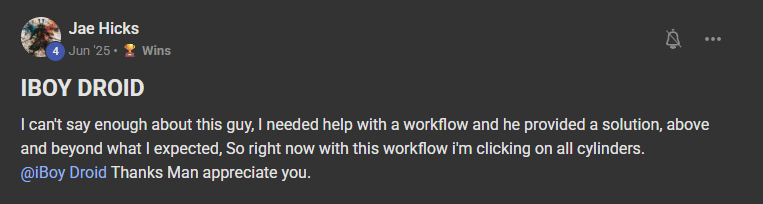 Testimonial screenshot