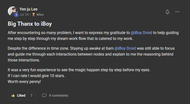 Testimonial screenshot