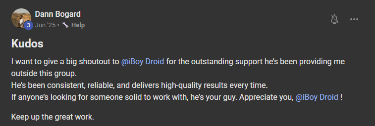 Testimonial screenshot