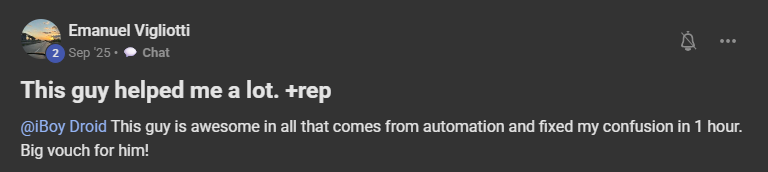 Testimonial screenshot
