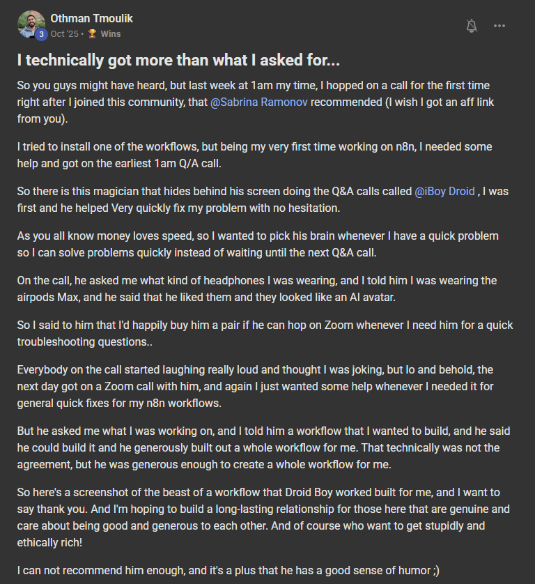 Testimonial screenshot